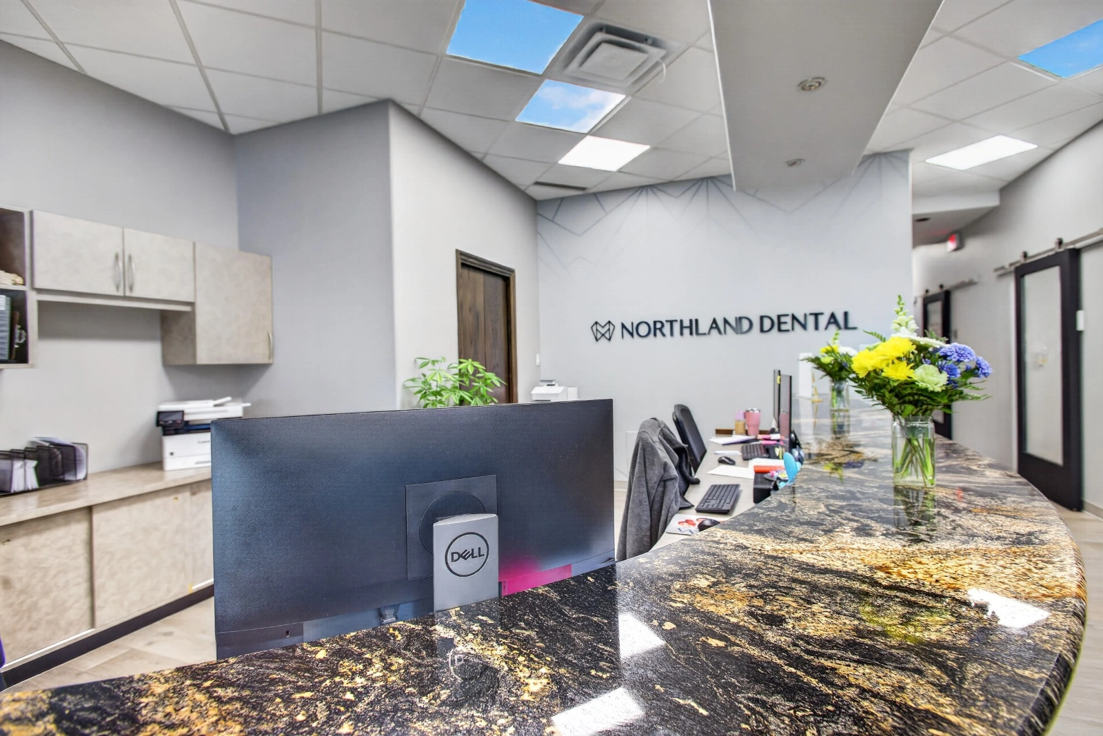 reception area of northland dental clinic in london, on